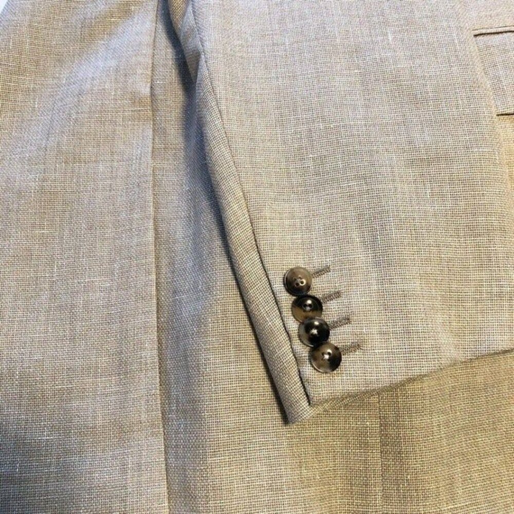 Pal Zileri 44R Beige Sport Coat Blazer Jacket Solid 2B Wool/Linen Blend - Picture 6 of 12
